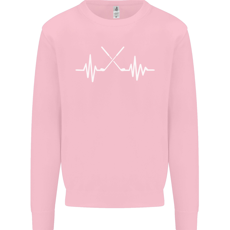 Pulse Golf Funny Golfing Golfer ECG Mens Sweatshirt Jumper Light Pink