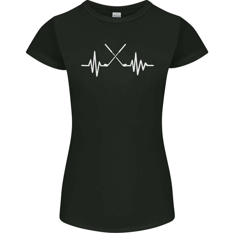 Pulse Golf Funny Golfing Golfer ECG Womens Petite Cut T-Shirt Black