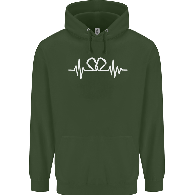 Pulse Rock Climbing Climber Climb ECG Childrens Kids Hoodie Forest Green