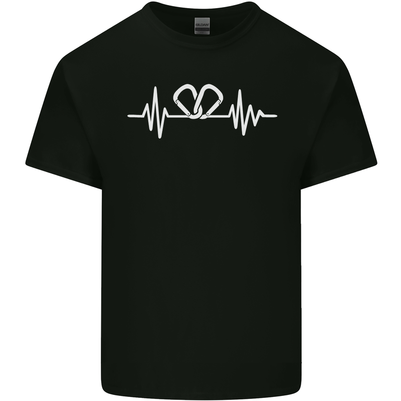 Pulse Rock Climbing Climber Climb ECG Kids T-Shirt Childrens Black
