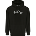 Pulse Rock Climbing Climber Climb ECG Mens 80% Cotton Hoodie Black