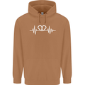 Pulse Rock Climbing Climber Climb ECG Mens 80% Cotton Hoodie Caramel Latte