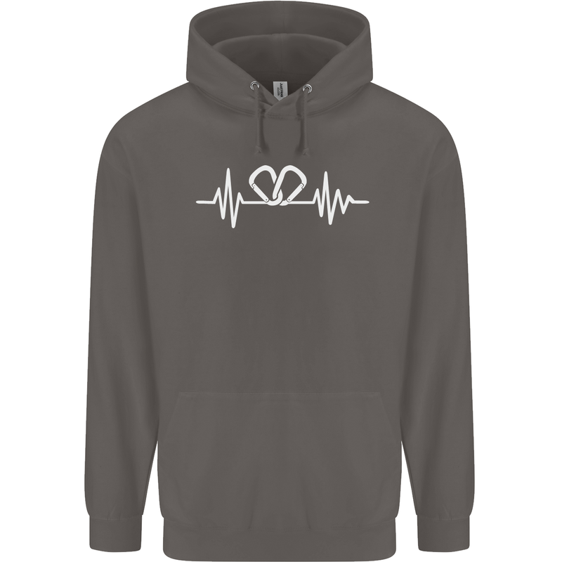 Pulse Rock Climbing Climber Climb ECG Mens 80% Cotton Hoodie Charcoal