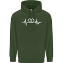 Pulse Rock Climbing Climber Climb ECG Mens 80% Cotton Hoodie Forest Green