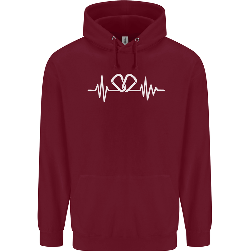 Pulse Rock Climbing Climber Climb ECG Mens 80% Cotton Hoodie Maroon