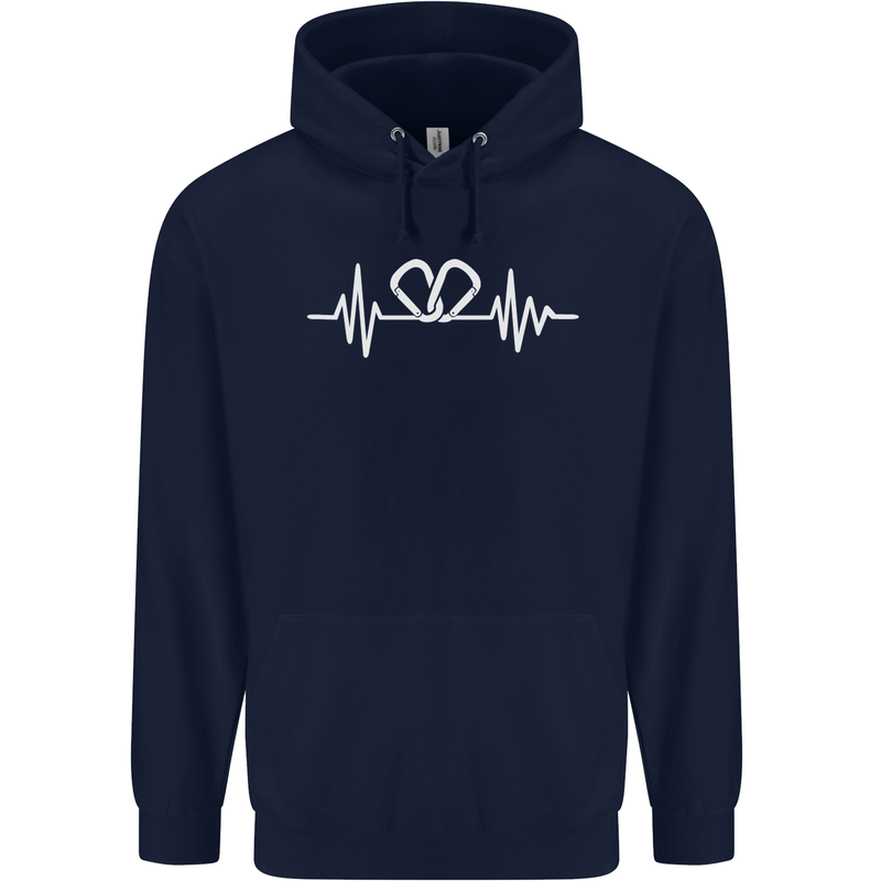 Pulse Rock Climbing Climber Climb ECG Mens 80% Cotton Hoodie Navy Blue