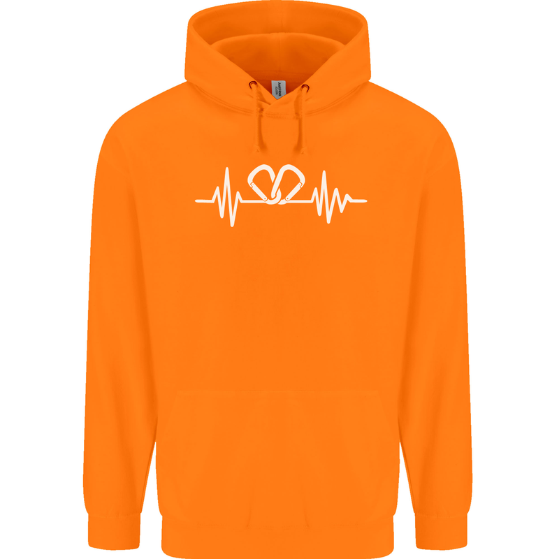 Pulse Rock Climbing Climber Climb ECG Mens 80% Cotton Hoodie Orange