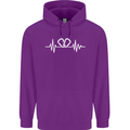 Pulse Rock Climbing Climber Climb ECG Mens 80% Cotton Hoodie Purple