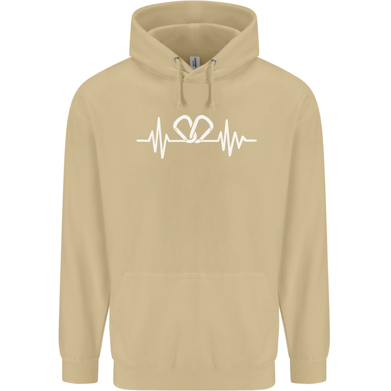 Pulse Rock Climbing Climber Climb ECG Mens 80% Cotton Hoodie Sand