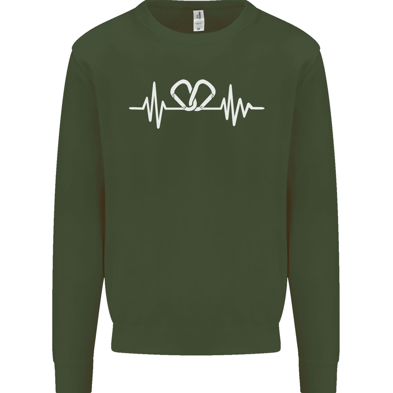 Pulse Rock Climbing Climber Climb ECG Mens Sweatshirt Jumper Forest Green