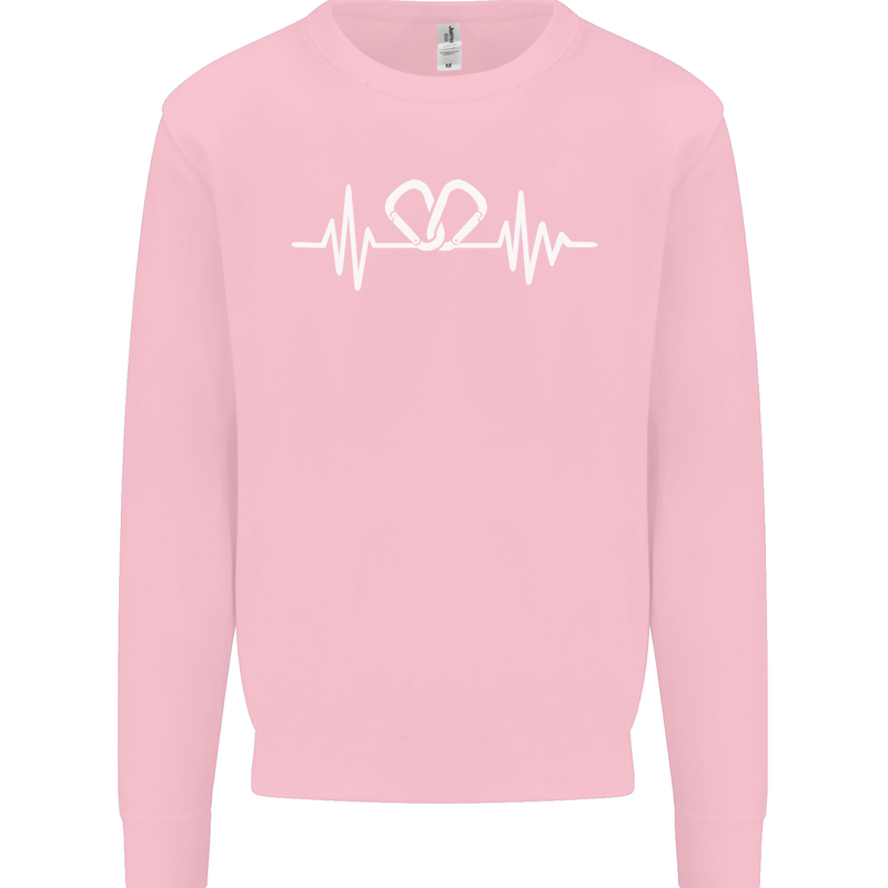 Pulse Rock Climbing Climber Climb ECG Mens Sweatshirt Jumper Light Pink