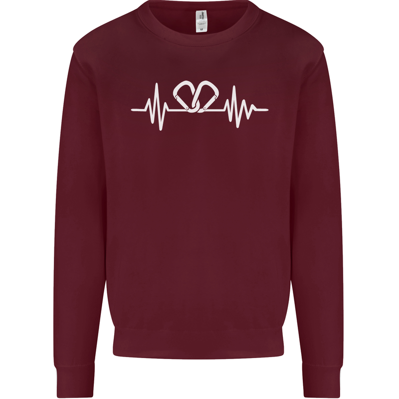 Pulse Rock Climbing Climber Climb ECG Mens Sweatshirt Jumper Maroon