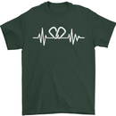Pulse Rock Climbing Climber Climb ECG Mens T-Shirt Cotton Gildan Forest Green