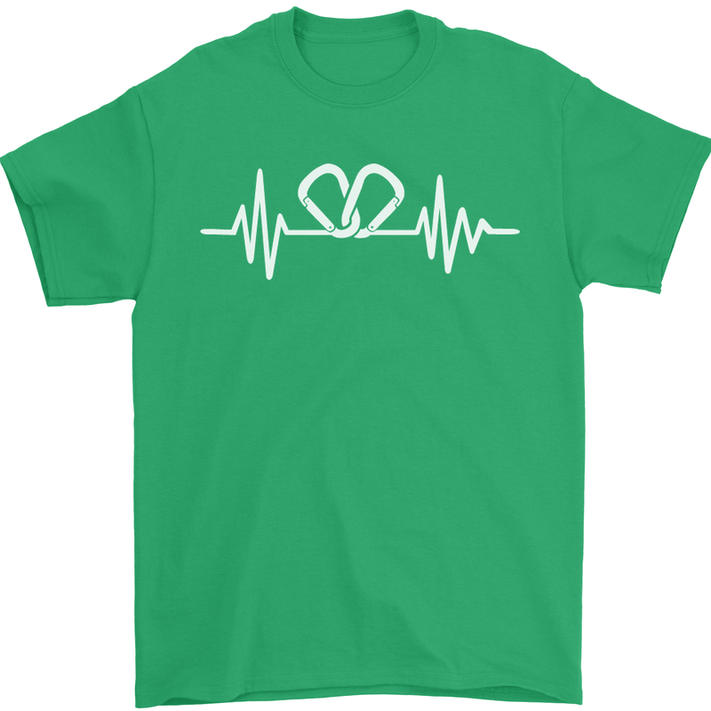 Pulse Rock Climbing Climber Climb ECG Mens T-Shirt Cotton Gildan Irish Green