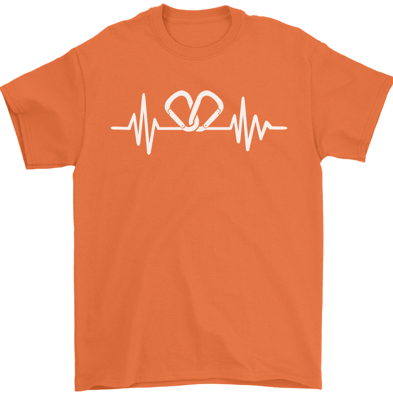 Pulse Rock Climbing Climber Climb ECG Mens T-Shirt Cotton Gildan Orange