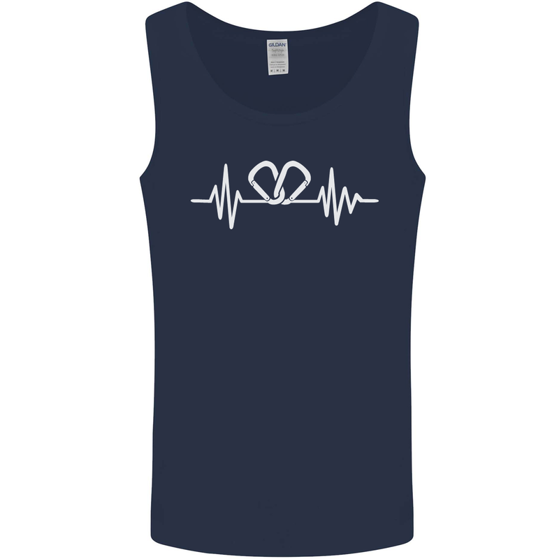 Pulse Rock Climbing Climber Climb ECG Mens Vest Tank Top Navy Blue