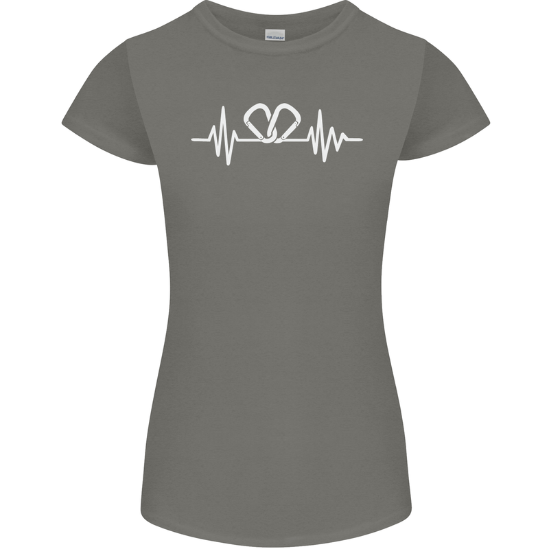 Pulse Rock Climbing Climber Climb ECG Womens Petite Cut T-Shirt Charcoal