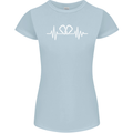 Pulse Rock Climbing Climber Climb ECG Womens Petite Cut T-Shirt Light Blue