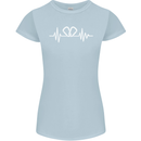 Pulse Rock Climbing Climber Climb ECG Womens Petite Cut T-Shirt Light Blue
