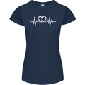 Pulse Rock Climbing Climber Climb ECG Womens Petite Cut T-Shirt Navy Blue