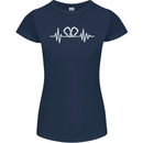Pulse Rock Climbing Climber Climb ECG Womens Petite Cut T-Shirt Navy Blue