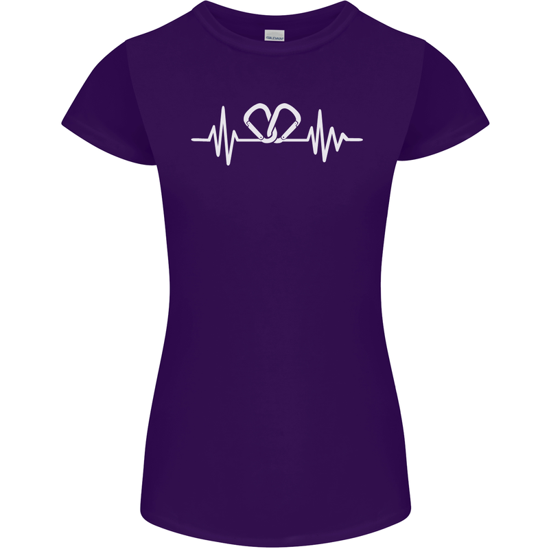 Pulse Rock Climbing Climber Climb ECG Womens Petite Cut T-Shirt Purple