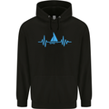 Pulse Sailing Sailor Boat Funny Captain ECG Mens 80% Cotton Hoodie Black
