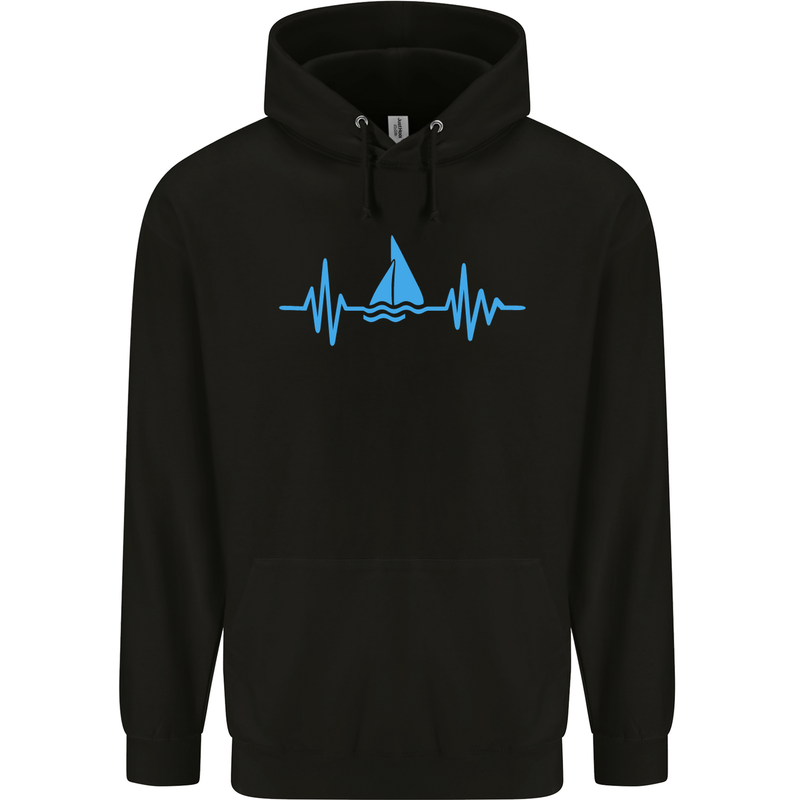 Pulse Sailing Sailor Boat Funny Captain ECG Mens 80% Cotton Hoodie Black