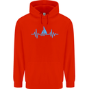 Pulse Sailing Sailor Boat Funny Captain ECG Mens 80% Cotton Hoodie Bright Red
