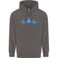 Pulse Sailing Sailor Boat Funny Captain ECG Mens 80% Cotton Hoodie Charcoal
