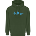 Pulse Sailing Sailor Boat Funny Captain ECG Mens 80% Cotton Hoodie Forest Green