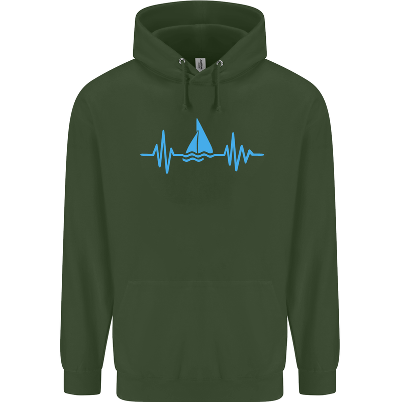 Pulse Sailing Sailor Boat Funny Captain ECG Mens 80% Cotton Hoodie Forest Green