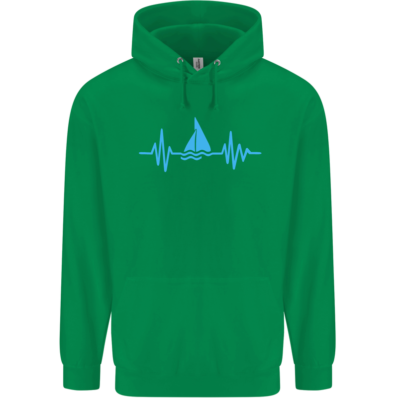 Pulse Sailing Sailor Boat Funny Captain ECG Mens 80% Cotton Hoodie Irish Green