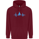 Pulse Sailing Sailor Boat Funny Captain ECG Mens 80% Cotton Hoodie Maroon
