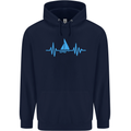 Pulse Sailing Sailor Boat Funny Captain ECG Mens 80% Cotton Hoodie Navy Blue