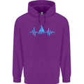Pulse Sailing Sailor Boat Funny Captain ECG Mens 80% Cotton Hoodie Purple