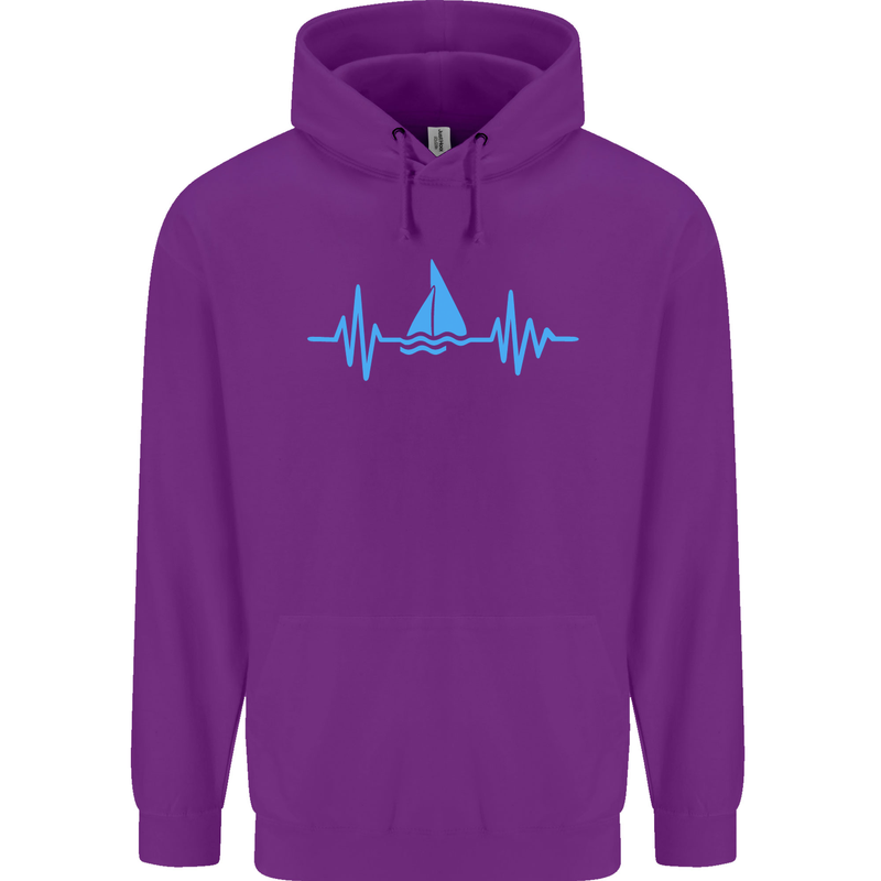 Pulse Sailing Sailor Boat Funny Captain ECG Mens 80% Cotton Hoodie Purple