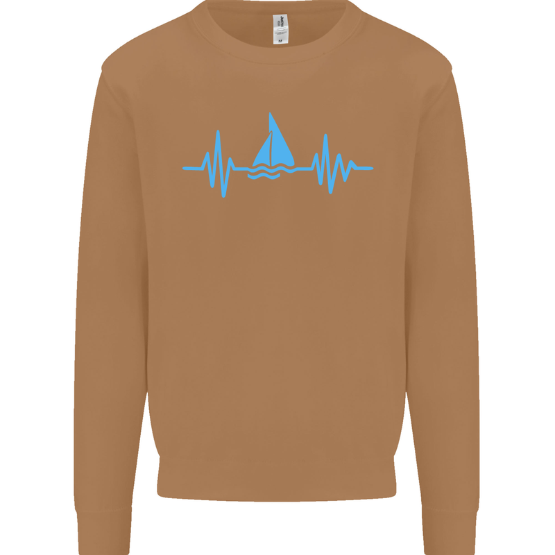 Pulse Sailing Sailor Boat Funny Captain ECG Mens Sweatshirt Jumper Caramel Latte
