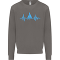 Pulse Sailing Sailor Boat Funny Captain ECG Mens Sweatshirt Jumper Charcoal