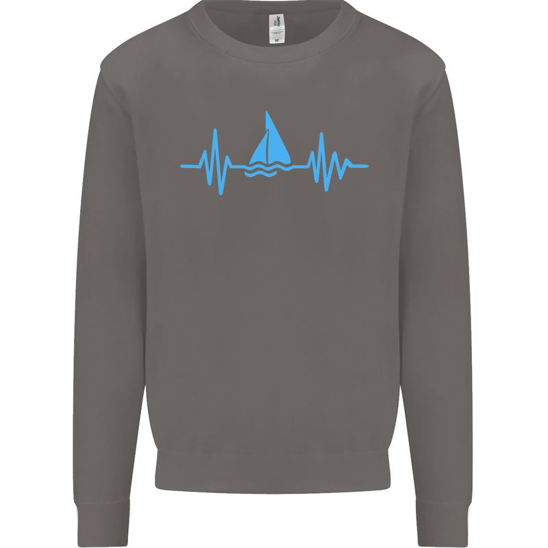 Pulse Sailing Sailor Boat Funny Captain ECG Mens Sweatshirt Jumper Charcoal