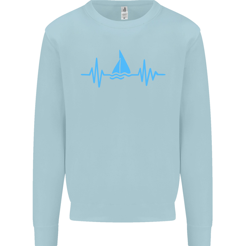 Pulse Sailing Sailor Boat Funny Captain ECG Mens Sweatshirt Jumper Light Blue