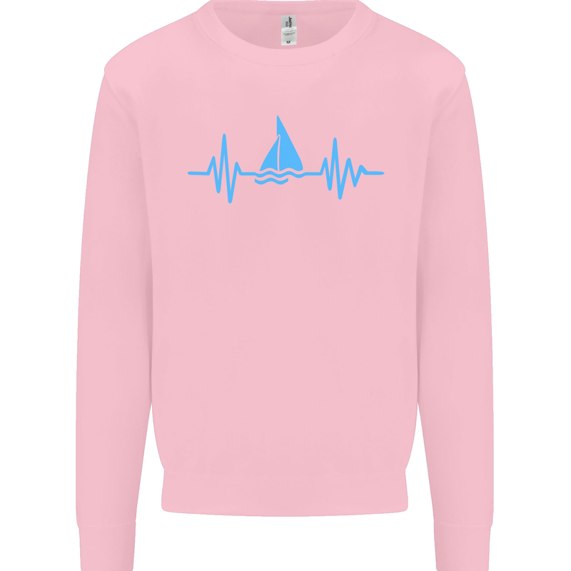 Pulse Sailing Sailor Boat Funny Captain ECG Mens Sweatshirt Jumper Light Pink