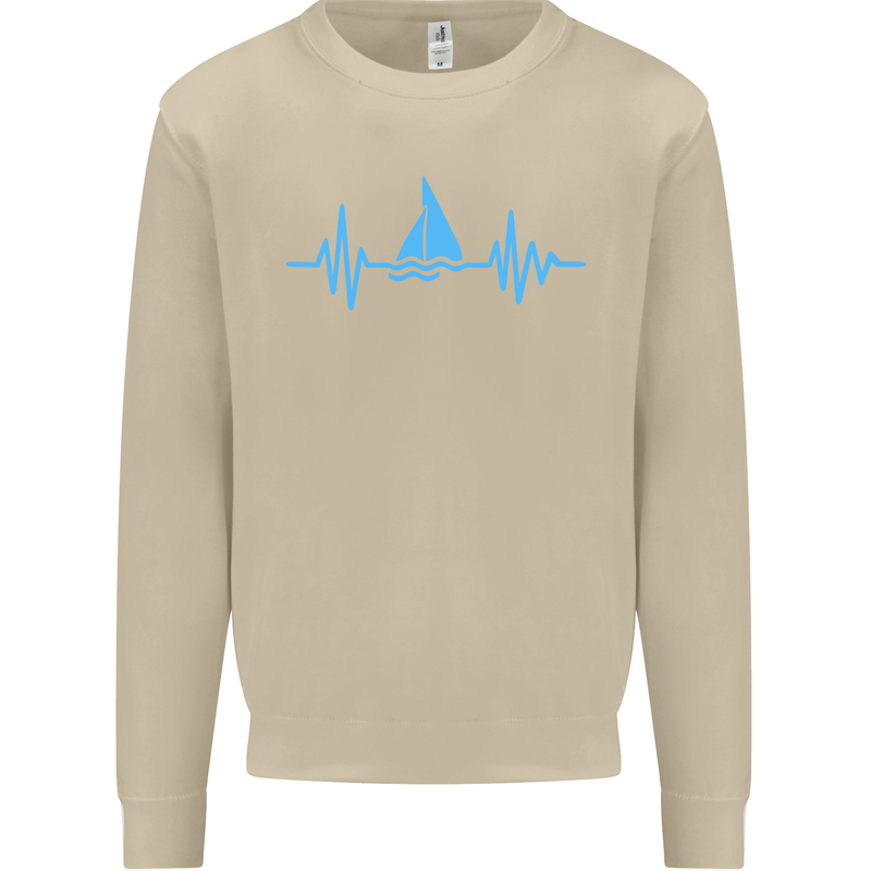 Pulse Sailing Sailor Boat Funny Captain ECG Mens Sweatshirt Jumper Sand