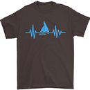 Pulse Sailing Sailor Boat Funny Captain ECG Mens T-Shirt Cotton Gildan Dark Chocolate