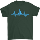 Pulse Sailing Sailor Boat Funny Captain ECG Mens T-Shirt Cotton Gildan Forest Green