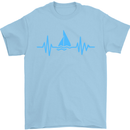 Pulse Sailing Sailor Boat Funny Captain ECG Mens T-Shirt Cotton Gildan Light Blue