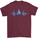 Pulse Sailing Sailor Boat Funny Captain ECG Mens T-Shirt Cotton Gildan Maroon
