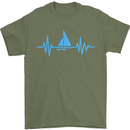 Pulse Sailing Sailor Boat Funny Captain ECG Mens T-Shirt Cotton Gildan Military Green