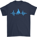 Pulse Sailing Sailor Boat Funny Captain ECG Mens T-Shirt Cotton Gildan Navy Blue