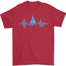 Pulse Sailing Sailor Boat Funny Captain ECG Mens T-Shirt Cotton Gildan Red